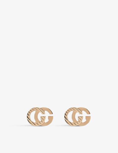 gucci rose gold stud earrings|gucci interlocking gg earrings.